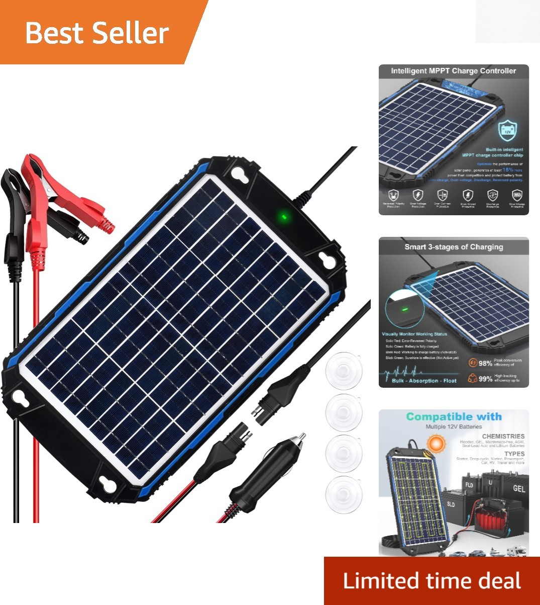 Advanced 10W 12V Solar Panel Charger with Safety Protections