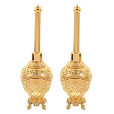 2 Pcs Decorative Christian Holy Water Bottles Catholic Glass Alloy Water Holder