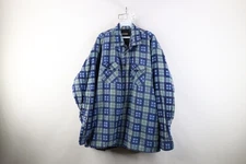 Vtg 90s Streetwear Mens 2XLT Distressed Flannel Button Shirt Jacket Jac Shirt