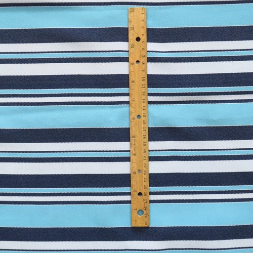 BTY 1970s Vintage Blue Striped Polyester Knit Fabric - Picture 1 of 5