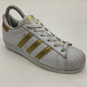 Adidas Superstar White Gold Lace Up Casual Sneakers Ortholite B39402 Sz 4  Youth | eBay