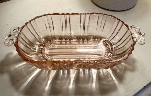 Vintage Anchor Hocking OLD CAFE Pink Depression Glass Relish Olive Dish 7” - Picture 6 of 6
