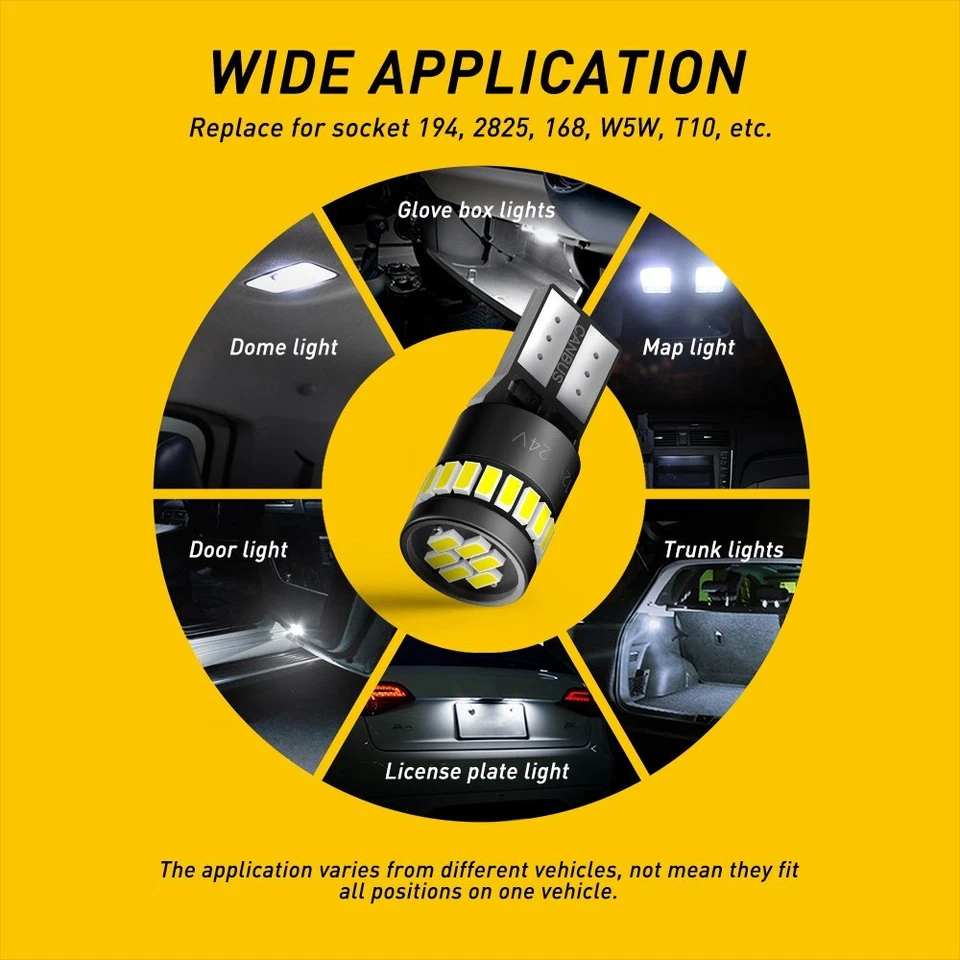 T10 Led 501 Side Light White Bulbs Car Error Free Canbus Xenon W5w Sidelight 2x - Image 4 of 4