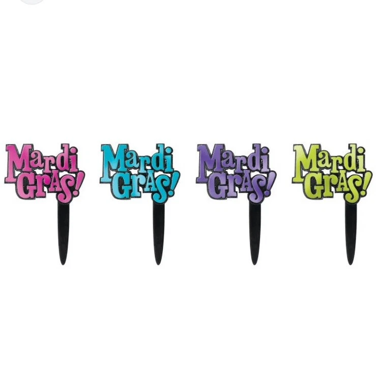 Decopac Surtido Mardi Gras Cupcake Toppers 195 Fotos Nuevo Lámina Verde Púrpura Verde Azulado Foto 2 de 4