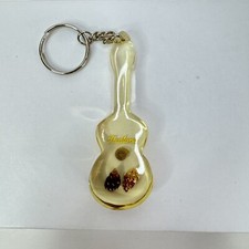 Vintage Thailand Acrylic Guitar Seashell Keychain