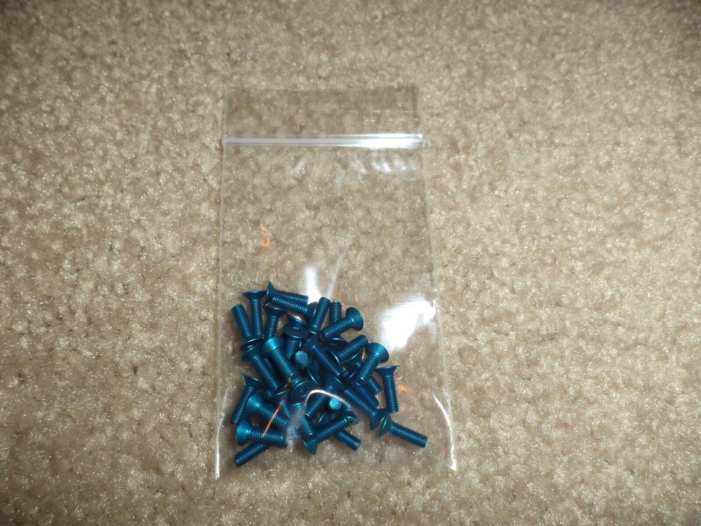 M3x10 Blue Aluminum Flat Head Screws (40pcs) fits Associated 8555 Tamiya/Traxxas