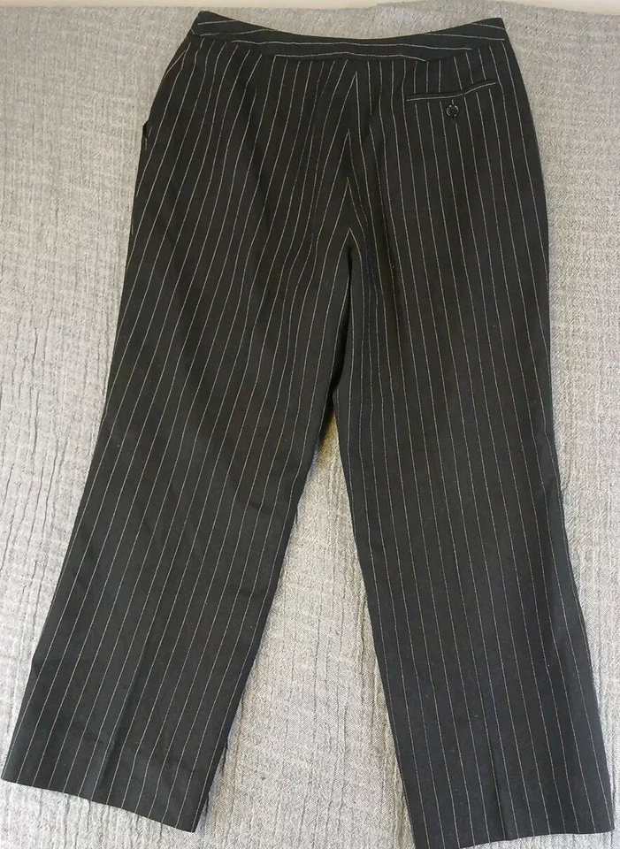 VTG David N Black Pinstripe Trousers Lined Dress Pants 100% Wool Womens Size 12P - Image 3 of 4