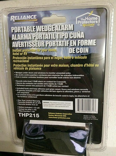 Reliance Home Protectors Portable Wedge Door Stop Alarm THP215 Battery Included - Picture 2 of 2