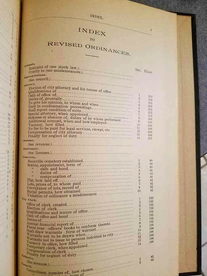 1898 ORDINANCES OF BOONVILLE MISSOURI Beautiful Book! eBay