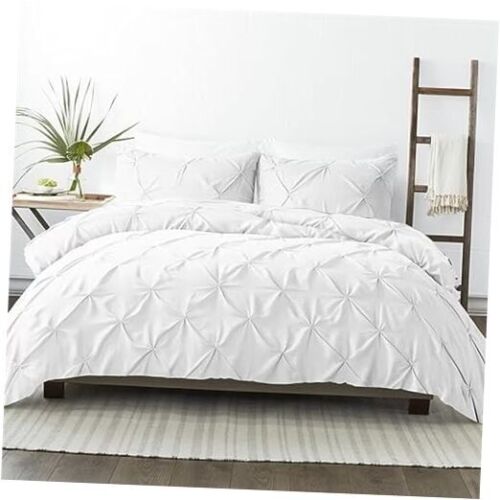 600 Thread Count Pinch Pleated 3 Piece Duvet Cover Oversized King 01 - White