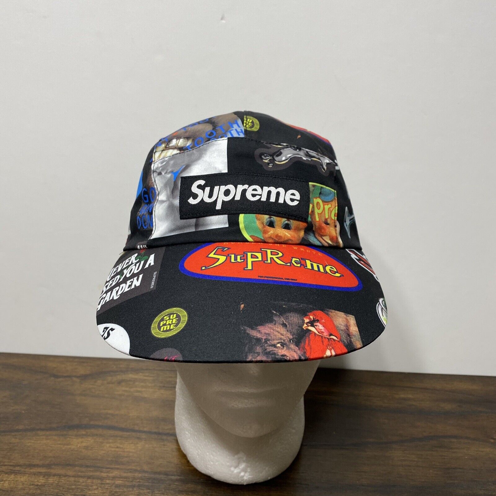 Supreme Gore-Tex Long Bill Black Stickers Cap Size Small/medium 