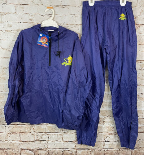 VTG Looney tunes windbreaker sweatsuit pants tweety bird MEDIUM 1997 hood NEW