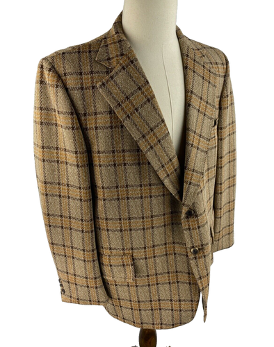 Garrison Park Vtg 70s 2-Button Blazer (Fits 46R) Plaid Tartan Check Sport Coat - Picture 4 of 12