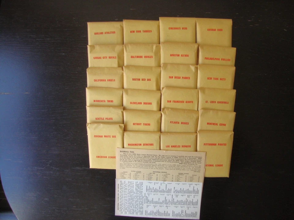SUPER CLEAN! APBA BASEBALL ORIGINAL & COMPLETE 1969 SEASON PLAYER CARDS + XBs - Image 3 of 4