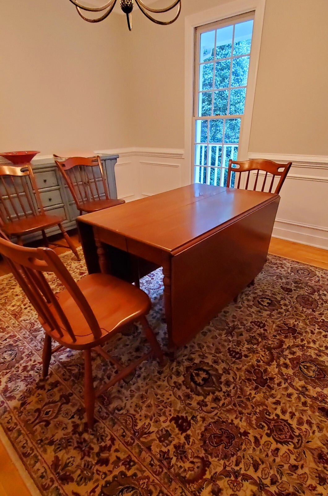 Vintage Cherry Dining Room Set Table, 4 Chairs + Buffet Excellent