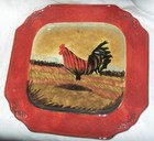 16" Square Serving Platter Raymond Waites Rooster Certified Int'l Vintage Farm