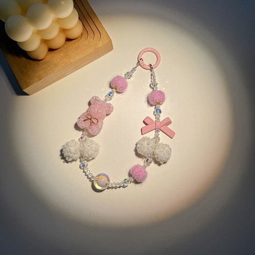 Fashion Diamond Bear Pendant Kawaii Plush Short Phone Strap Gifts - Photo 11 sur 15