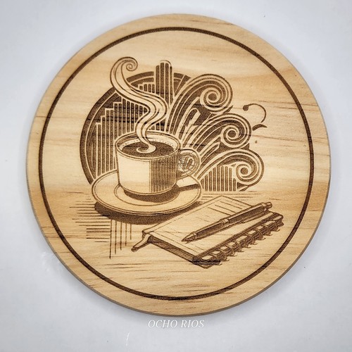 GIFTS COASTERS LASER ENGRAVING COFFEE OFFICE COLLECTION FREE SHIPPING - Picture 6 of 12