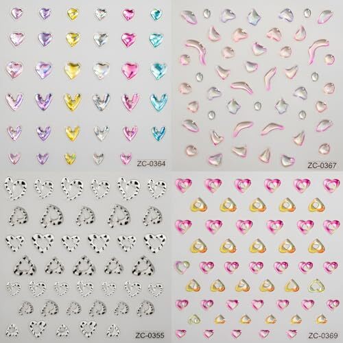 8Sheets Heart Nail Art Stickers 5D Embossed Valentine's Day Nail Stickers for - Picture 7 of 7