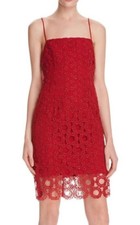 N / Nicholas ~ Red Wreath Lace Illusion Hem Sheath Party Dress 6 NEW $495