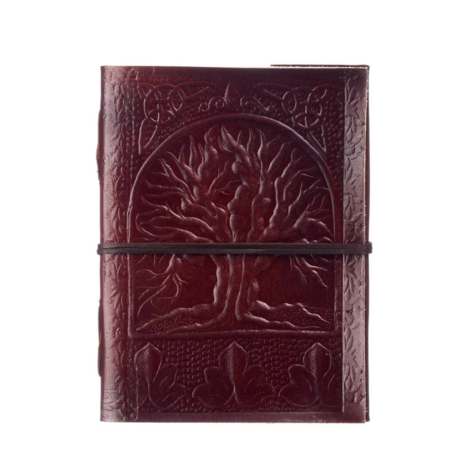 Tree of Life Leather Journal, 125 Unlined Recycled Paper Pages Notebook Diary - Image 4 of 4