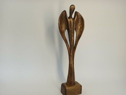 Angel sculpture 8.5", Wood carving, Angel statuette of wood, Wooden angel - Picture 2 of 12