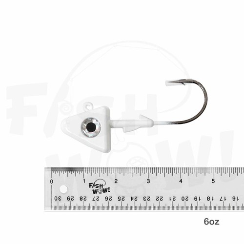 Fish WOW!® 6oz Shad Jig Head 32786 MUSTAD 2x Strong Hook 10/0 Nickel White - Imagen 2 de 7