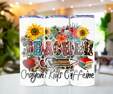 Teacher Crayons Kids Caffeine 20oz Sublimated Tumbler - Free shipping - SKU0024