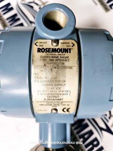 ROSEMOUNT 3302HA GUIDED WAVE RADAR TRANSMITTER 4-20mA 11-42 VDC SWEDEN - Picture 10 of 17