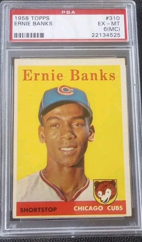 1958 Topps #310 Ernie Banks Cubs HOF MVPw PSA 6 - EX/MT(MC) - Picture 2 of 4