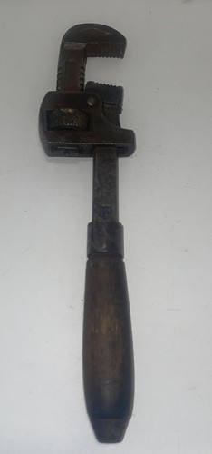 Antique Wood Handle Stillson #10 Pipe Wrench By L.S. Knoek & Co. Hartford CT USA - Picture 3 of 11