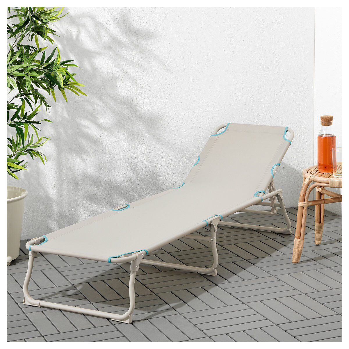 IKEA HÅMÖ Foldable Portable sun lounge bed 190x59x28 cm light