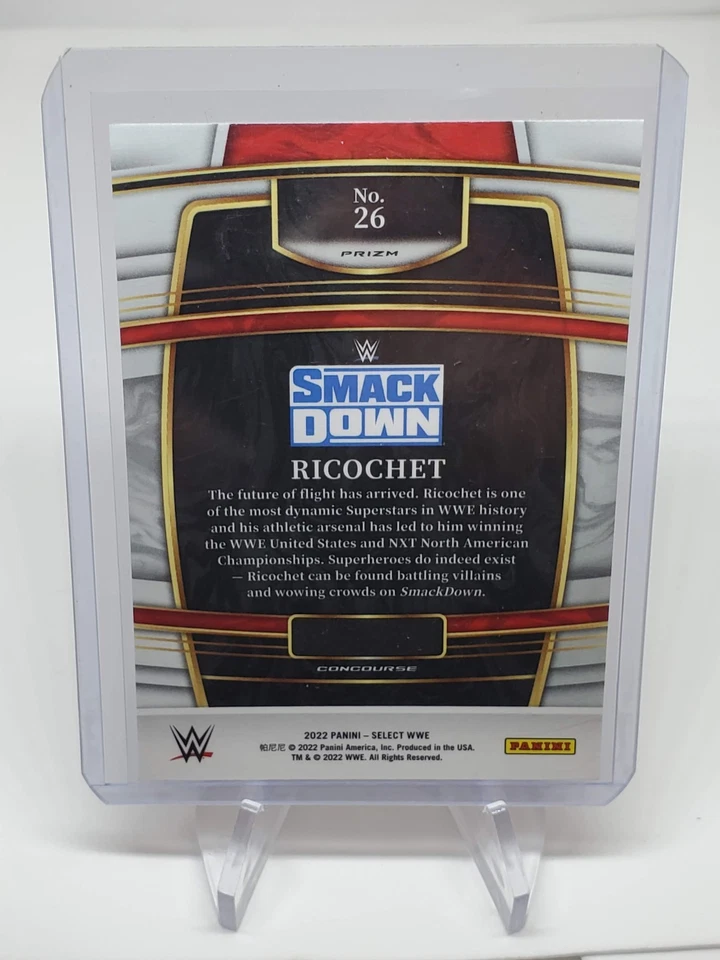 Ricochet Concourse Orange Flash PRIZM 2022 Panini SELECT WWE  #26 - Image 2 of 2