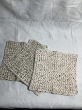 HANDMADE SET OF 3 CROCHET COTTON DISH CLOTHS OR WASH CLOTHS 8x 8 INCHES NEW 