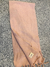 Steve Madden Pink Solid Rectangle Scarf with Fringe Knit Polyester
