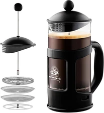 12 Ounce French Press Coffee, Tea and Espresso Maker, Heat Resistant Borosilicat