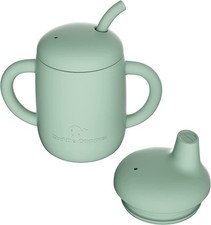 Sippy Cups 7OZ, 4 in 1 Baby Cups, Shatterproof Silicone Straw Cup,Open Cup fo...