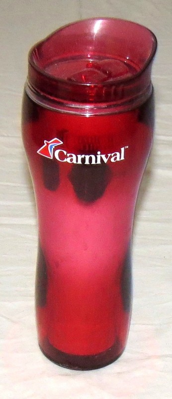 Carnival Cruise Line Red Insulated Plastic Tumbler Flask Water Bottle - 24 oz