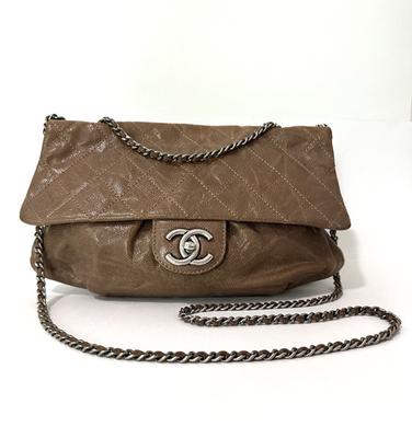 CHANEL Classic Flap Caviar Coco Mark Matelassé Caramel Brown