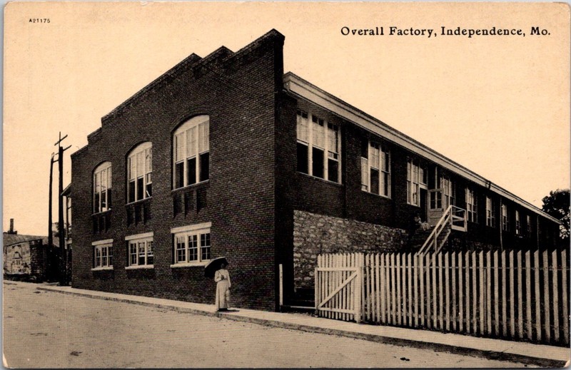 Postcard Missouri Independence Overall s Factory Clothing