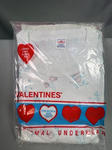 Vintage Valentines Ladies Thermal Underwear Set Floral USA Made LARGE 90s NOS - Picture 3 of 11