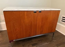 1970s Florence Knoll International 2 Door Credenza Teak with Marble Top