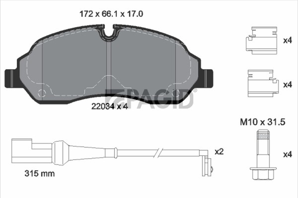 Bremsbelagsatz Scheibenbremse Pagid T2395N FüR Ford Transit V363 FED FFD FCD FDD-image