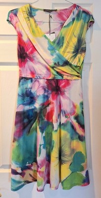 NWT Sandro Ferrone Multicolored Spring Summer Dress Size S, Made in Italy