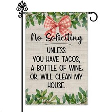 No Soliciting Garden Flag, 12 x 18 Inch Double Sided Farmhouse Holiday Yard G...