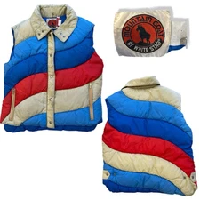 Vintage Mountain Goat White Stag 70s 80s Size Adult Large Color Block Polydown