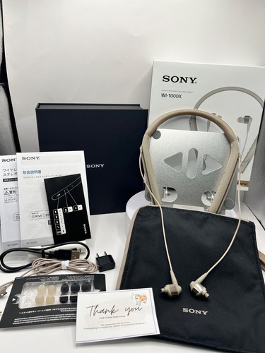 Sony WI-1000X Premium Neckband Noise Cancelling Bluetooth Headphones Gold - Picture 2 of 13