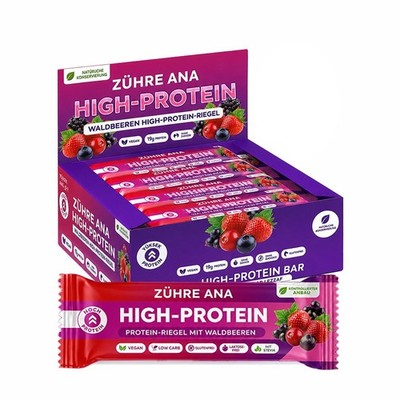 Zühre Ana Waldbeeren Proteinriegel 12x   Vegan, Glutenfrei, Zuckerfrei, Snack