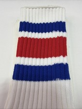 VTG Socks 90s NOS 20" Football Striped Red Royal Tube Soccer Acrylic USA 80s