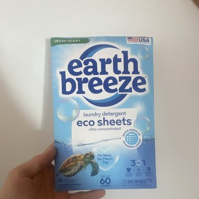 Earth Breeze Eco Sheets Laundry Detergent Fresh Scent 60 Loads 30 Sheets Made i 